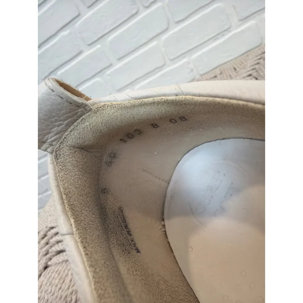 Paul Green Leather Platform Sneakers Cream Gold Hardware Size 5